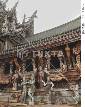 Intricate wooden sculptures of deities at the Sanctuary of Truth in Pattaya Thailand Intricate wooden sculptures of deities at the Sanctuary of Truth in Pattaya Thailand 141033617