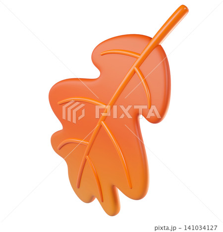 3D orange autumn oak leaf, isolated on background. Perfect for autumn, seasonal designs, fall promotions, greeting cards, banners, Thanksgiving. 3d render illustration 3D orange autumn oak leaf, isolated on background. Perfect for autumn, seasonal designs, fall promotions, greeting cards, banners, Thanksgiving. 3d render illustration 141034127