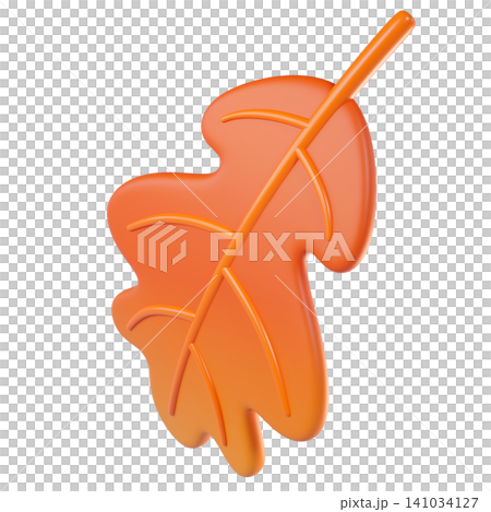 3D orange autumn oak leaf, isolated on background. Perfect for autumn, seasonal designs, fall promotions, greeting cards, banners, Thanksgiving. 3d render illustration 3D orange autumn oak leaf, isolated on background. Perfect for autumn, seasonal designs, fall promotions, greeting cards, banners, Thanksgiving. 3d render illustration 141034127