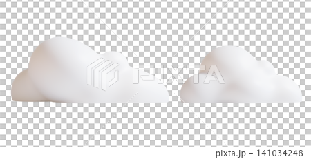 Soft white 3D clouds,isolated on background. Minimal 3d cartoon weather forecast cloudy icon with smooth rounded shapes for meteorology. 3d render 141034248