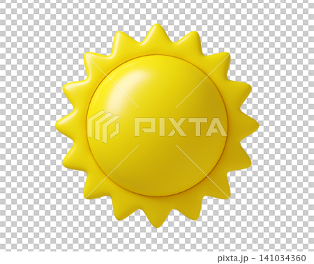 3D Sun icon in yellow smooth plastic texture, isolated on background. Symbol for child design, weather forecast, meteorology. 3d render 3D Sun icon in yellow smooth plastic texture, isolated on background. Symbol for child design, weather forecast, meteorology. 3d render 141034360