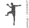 Handball player man are throws the ball 141034637