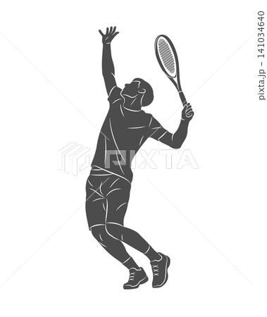 The silhouette of a tennis player in the process of hitting a racket The silhouette of a tennis player in the process of hitting a racket 141034640