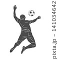 Football soccer player man in action kicks a ball isolated white background 141034642