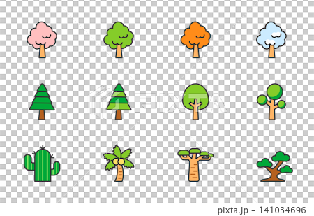 A set of various tree icon illustrations A set of various tree icon illustrations 141034696
