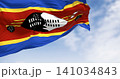 Close-up of Eswatini national flags waving a clear day 141034843