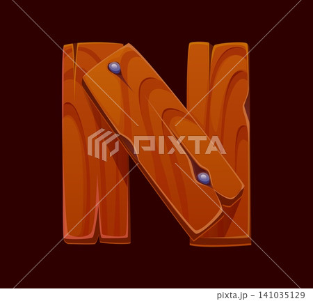 Camping font, travel wooden plank N letter typeface, hiking ABC English type alphabet. Hiking vector font, trekking type. Travel alphabet, ABC typeface letter with rural fence, old and cracked planks Camping font, travel wooden plank N letter typeface, hiking ABC English type alphabet. Hiking vector font, trekking type. Travel alphabet, ABC typeface letter with rural fence, old and cracked planks 141035129