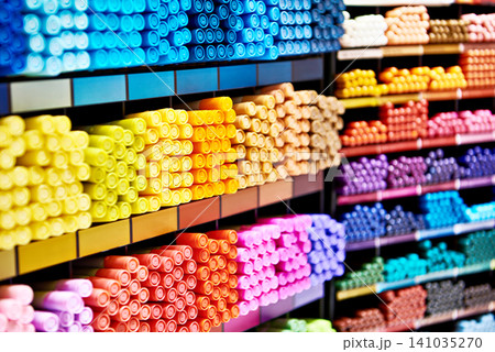 Markers and pencils in store Markers and pencils in store 141035270