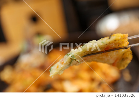 Crispy Pan Fried Traditional Korean Potato Pancake Gamjajeon Crispy Pan Fried Traditional Korean Potato Pancake Gamjajeon 141035326