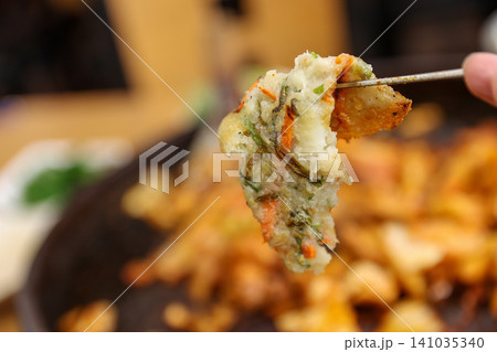 Crispy Pan Fried Traditional Korean Potato Pancake Gamjajeon Crispy Pan Fried Traditional Korean Potato Pancake Gamjajeon 141035340