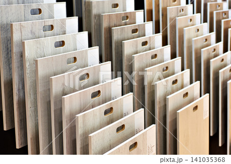 Samples of wooden panels in store Samples of wooden panels in store 141035368