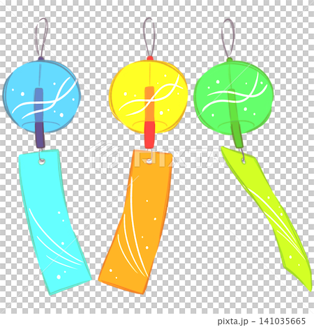 風に揺れる風鈴のイラストセット 風に揺れる風鈴のイラストセット 141035665