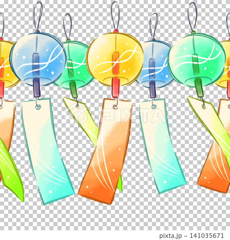 Pattern of wind chimes swaying in the breeze 141035671