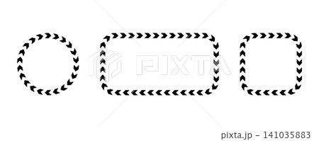 Circle chevron border with dynamic arrow pattern. Rectangle and square frame triangle stripe design creates bold directional motion for warning signs and military rank badges. 141035883