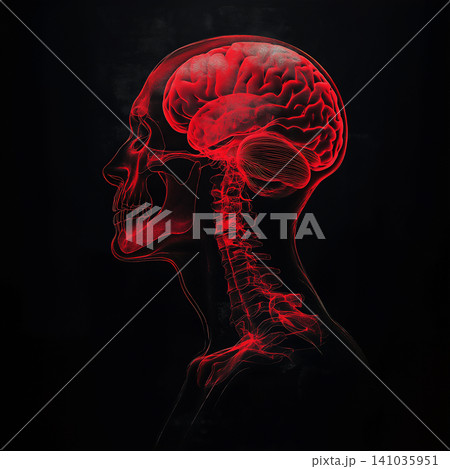 Detailed brain anatomy illustration highlighting neuroscience and skull structure. Detailed brain anatomy illustration highlighting neuroscience and skull structure. 141035951