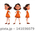 Animated character of a girl in a dress with a cute smile and stylish pose illustration 141036079