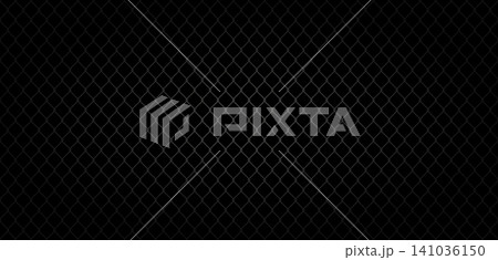 Metal wire mesh pattern forms dark chainlink fence texture. Seamless grid creates industrial network background with geometric steel lattice structure for graphic design. Metal wire mesh pattern forms dark chainlink fence texture. Seamless grid creates industrial network background with geometric steel lattice structure for graphic design. 141036150