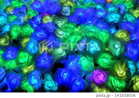 LEDで彩られた薔薇のアート LEDで彩られた薔薇のアート 141038016