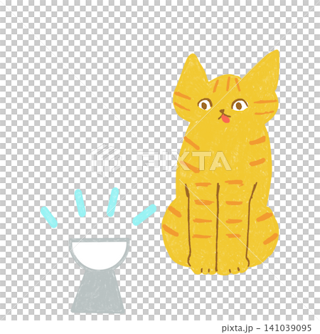 ご飯を待っている茶トラ猫 141039095