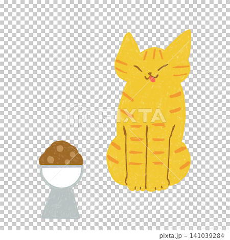 A tabby cat that is happy to eat A tabby cat that is happy to eat 141039284