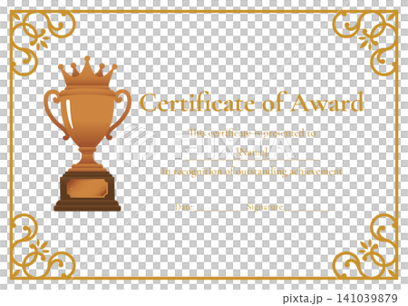 Certificate of Commendation Template - Gold Trophy and Deluxe Certificate (A4 size) Certificate of Commendation Template - Gold Trophy and Deluxe Certificate (A4 size) 141039879