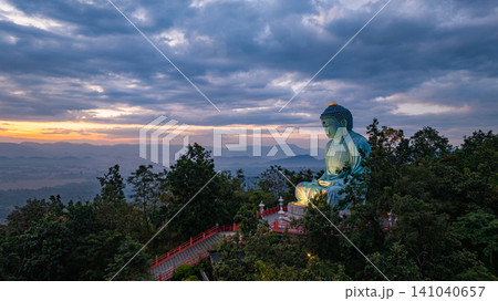 Aerial view of Majestic Buddha at sunrise Aerial view of Majestic Buddha at sunrise 141040657