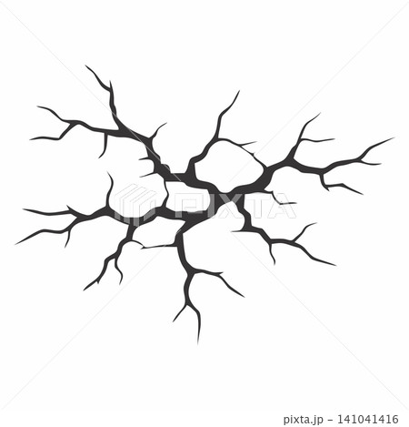 An abstract vector illustration featuring cracks in the ground or a concrete surface with a dramatic branching pattern. An abstract vector illustration featuring cracks in the ground or a concrete surface with a dramatic branching pattern. 141041416