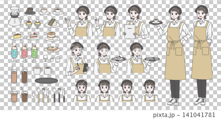 女性咖啡店員插畫素材集 女性咖啡店員插畫素材集 141041781