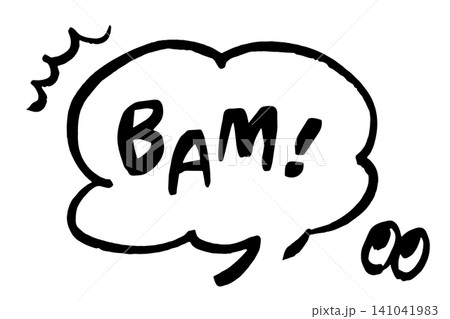 手書き風のBAM効果音入り漫画吹き出しイラスト、アメコミ風コミックデザインのポップなセリフフレーム、 141041983