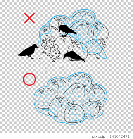 A comparative illustration of the correct way to use garbage nets and measures against crows. A comparative illustration of the correct way to use garbage nets and measures against crows. 141042471
