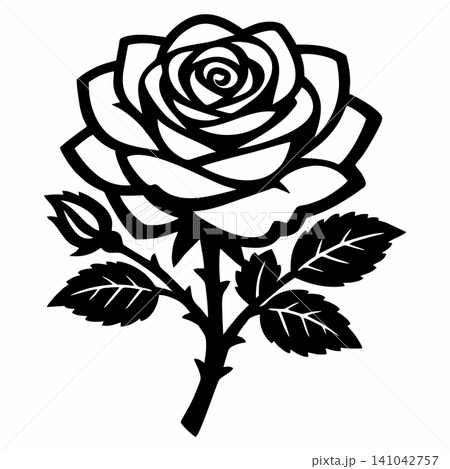 Elegant rose outline vector illustration 141042757
