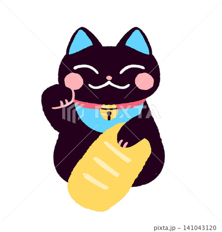 黒い招き猫のイラスト 黒い招き猫のイラスト 141043120