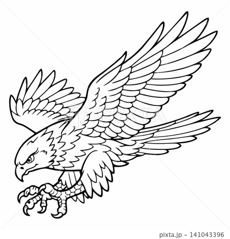 Vector outline illustration of a flying eagle Vector outline illustration of a flying eagle 141043396