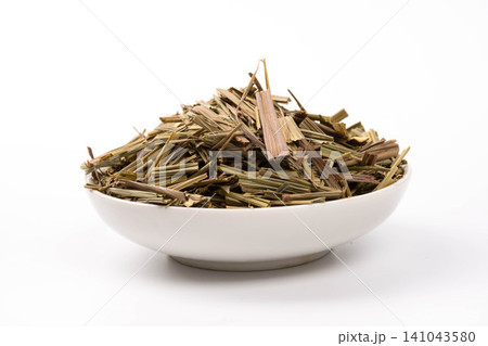 Dried Lemongrass in a White Bowl Dried Lemongrass in a White Bowl 141043580