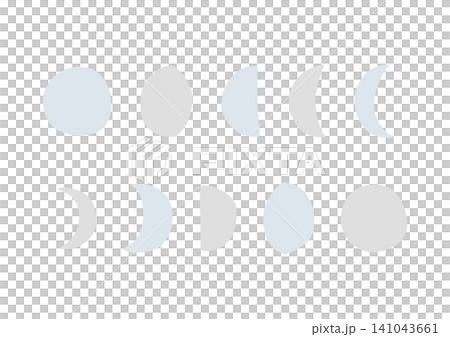 月の形をしたゆるい手描きのシェイプセット(グレー・ブルーグレー) 月の形をしたゆるい手描きのシェイプセット(グレー・ブルーグレー) 141043661