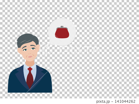 Vector illustration of a middle-aged man worried about money (wallet) Vector illustration of a middle-aged man worried about money (wallet) 141044262