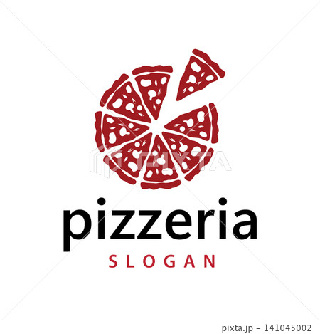 Italian Pizzeria Logo with Pizza Full of Vintage Style Italian Pizzeria Logo with Pizza Full of Vintage Style 141045002