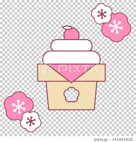 Kagami mochi (rice cake offering) New Year's illustration Kagami mochi (rice cake offering) New Year's illustration 141045028
