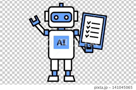 Full-body illustration of an AI robot holding a checklist. Image of automated management and task optimization. Vector illustration. Full-body illustration of an AI robot holding a checklist. Image of automated management and task optimization. Vector illustration. 141045065
