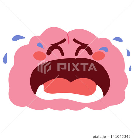 Crying Brain Mascot Emotional Distress Concept Crying Brain Mascot Emotional Distress Concept 141045343