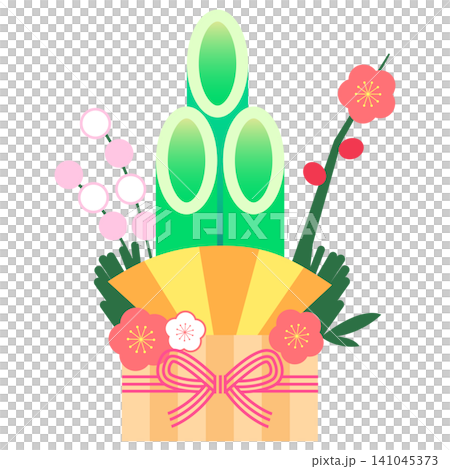 New Year's illustration material featuring kadomatsu (New Year's pine decorations) New Year's illustration material featuring kadomatsu (New Year's pine decorations) 141045373