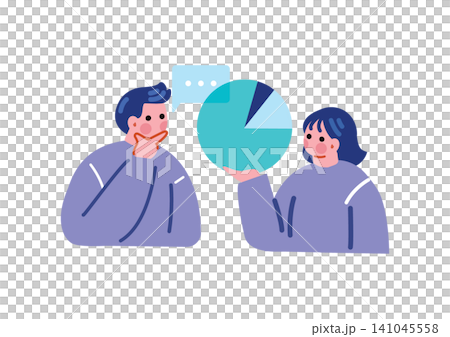 Illustration of a man and woman having a business conversation Illustration of a man and woman having a business conversation 141045558