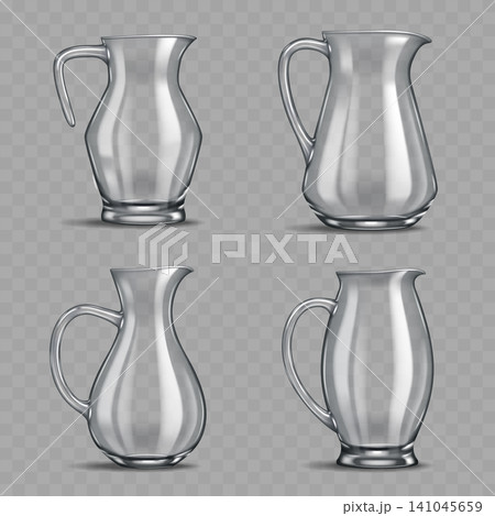 Clear Glass Pitcher Mockup Set Vector Clear Glass Pitcher Mockup Set Vector 141045659