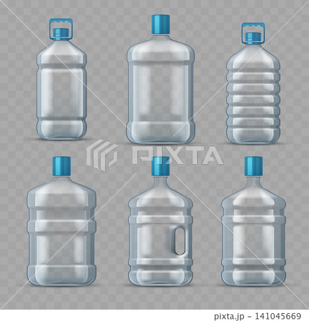 Large Plastic Water Jug Mockup Set Vector Large Plastic Water Jug Mockup Set Vector 141045669