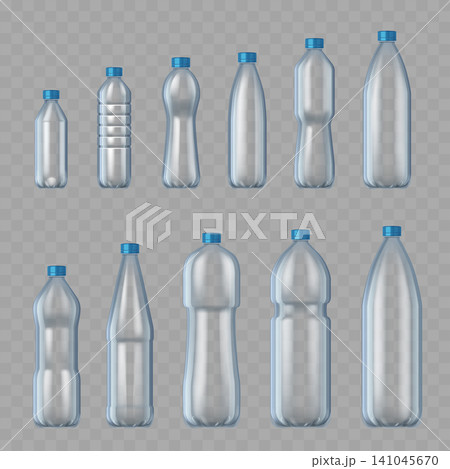 Clear Plastic Water Bottle Mockup Set Vector Clear Plastic Water Bottle Mockup Set Vector 141045670
