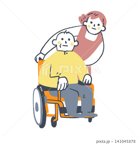 介護士と車椅子のシニアが信頼で結ばれる寄り添うケア 肩越しに重なり信頼する人々 介護士と車椅子のシニアが信頼で結ばれる寄り添うケア 肩越しに重なり信頼する人々 141045878