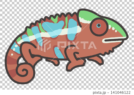 可愛的黑豹變色龍插圖 可愛的黑豹變色龍插圖 141046122