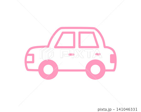 シンプルでかわいい乗用車のアイコン　ピンク 141046331