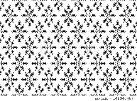 Flower geometric pattern. Seamless vector background. White and black ornament. Flower geometric pattern. Seamless vector background. White and black ornament. 141046467