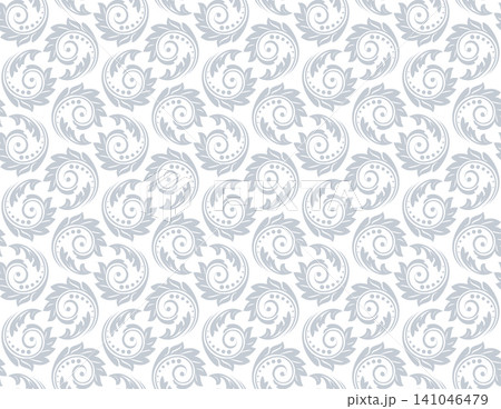 Flower pattern. Seamless white and gray ornament. Graphic vector background Flower pattern. Seamless white and gray ornament. Graphic vector background 141046479